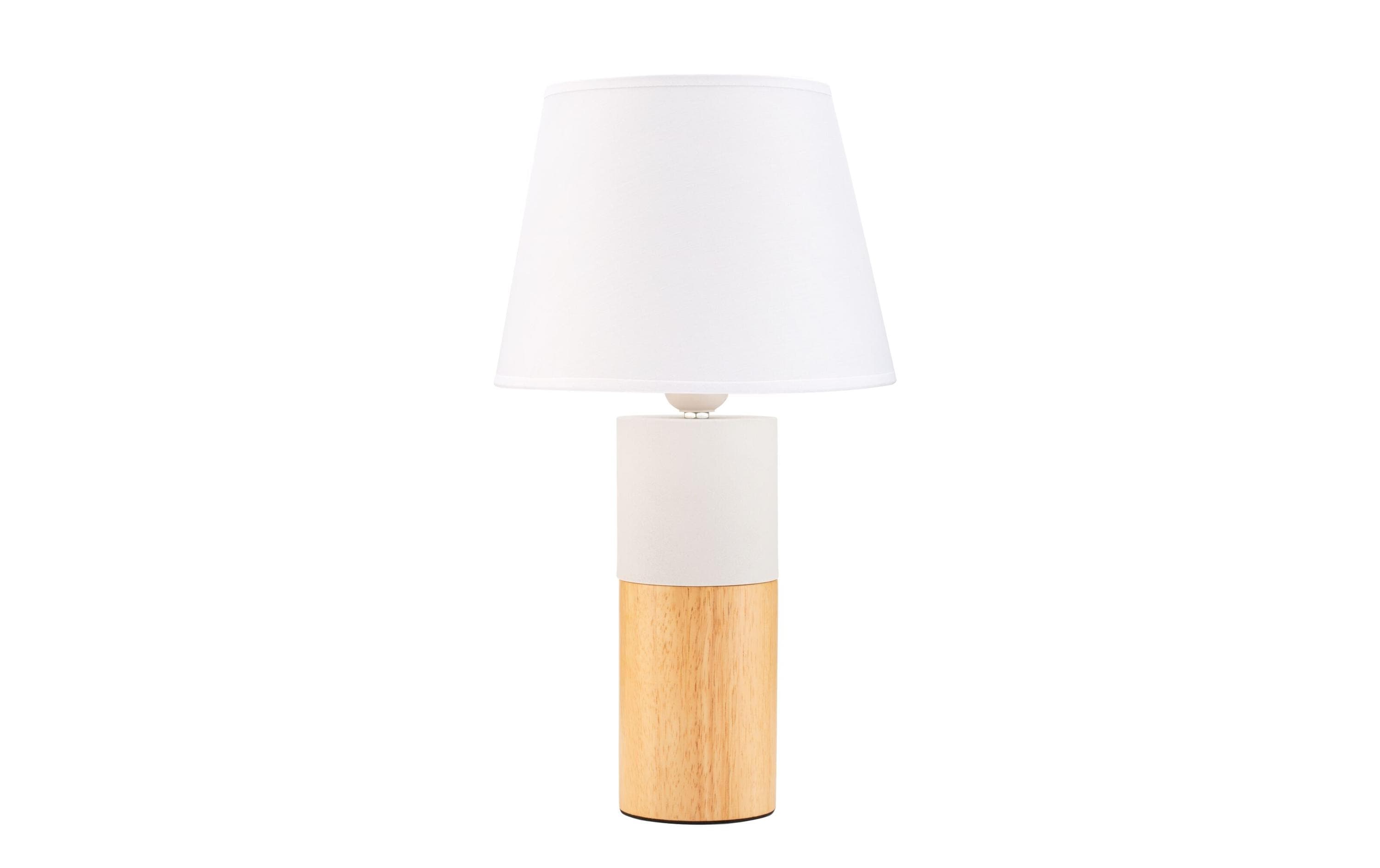 Pauleen Woody Love Tischleuchte – Skandinavische Dreibeinlampe Aus Holz/Stoff, Grau, Max. 20W E14