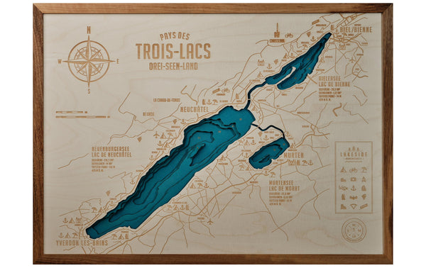 Swiss Wood Maps Bild Drei Seen Land