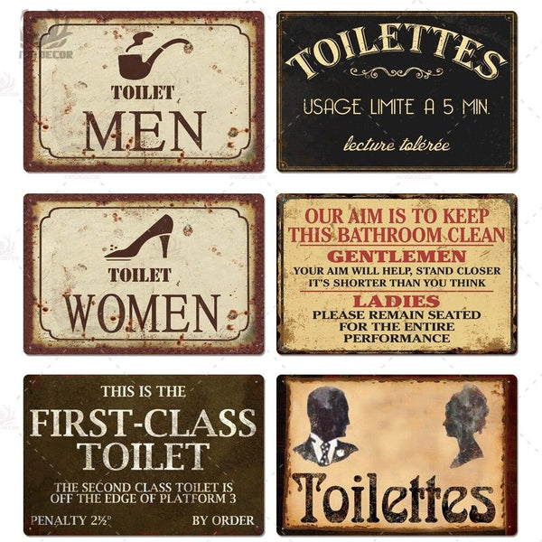Toilet information sign in vintage look