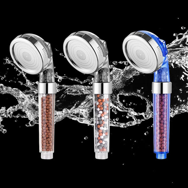 3-function shower head with mineral filter