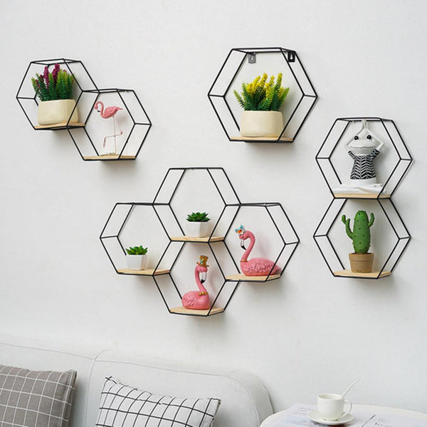 Étagère murale hexagonale