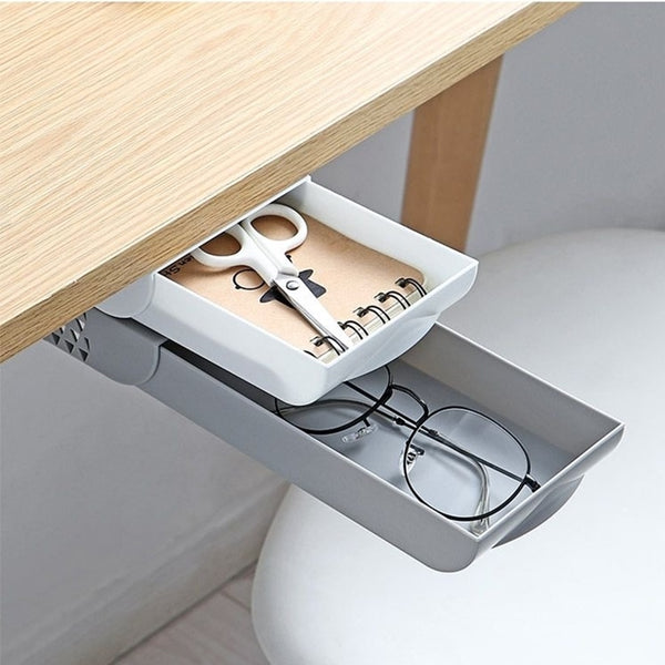 Self-adhesive and stackable desk organizer