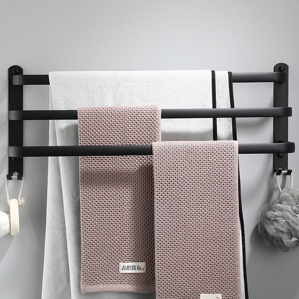 Black wall mounted towel rack