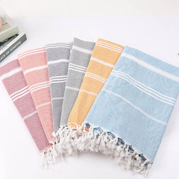 Beach towel with tassels, pure cotton